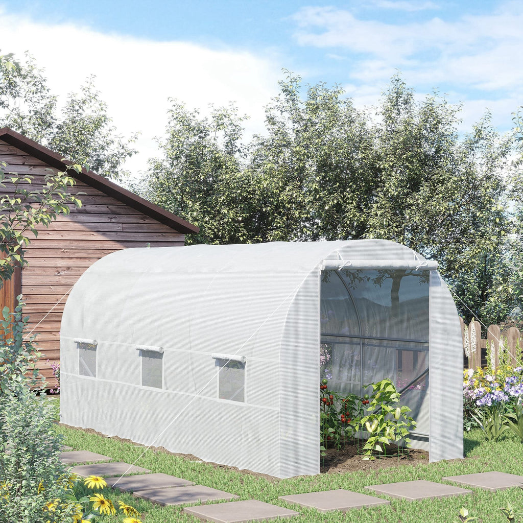 EASYCOMFORT Tunnelkas 4.5x2x2m, PE-afdekking en metalen buizen, wit