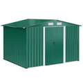EasyComfort Casetta da Giardino Porta Utensili in Lamiera di Acciaio, Capanno da Giardino in Acciaio with Base e Porte Scorrevoli, 258x206x178cm, Verde