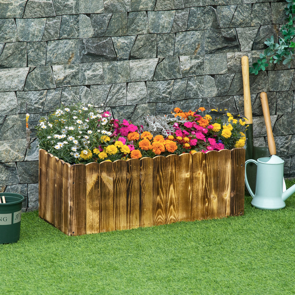 EASYCOMFORT Square Garden Planter Outdoor Flower Stand in Fir Wood for Flowers Vegetables 80x 33x 30cm