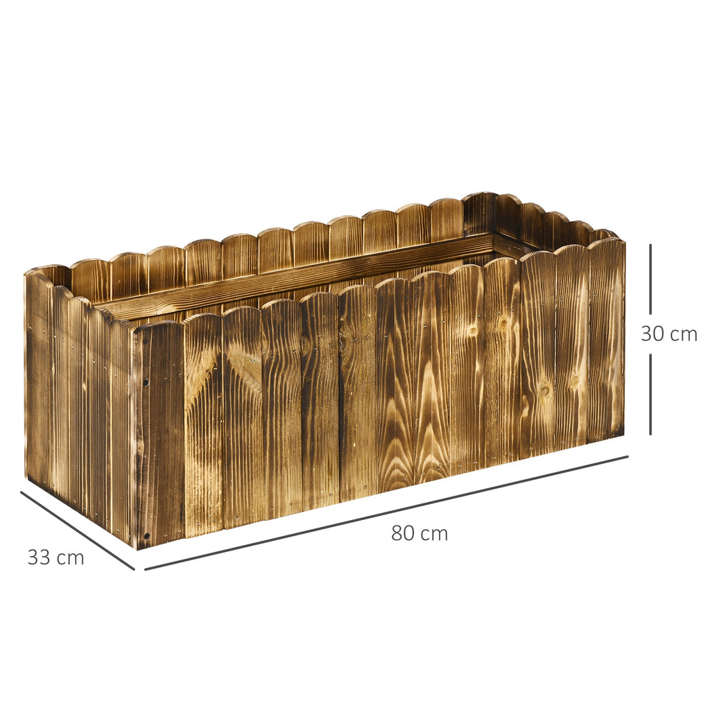EASYCOMFORT Square Garden Planter Outdoor Flower Stand in Fir Wood for Flowers Vegetables 80x 33x 30cm