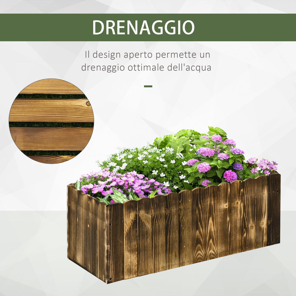 EASYCOMFORT Square Garden Planter Outdoor Flower Stand in Fir Wood for Flowers Vegetables 80x 33x 30cm