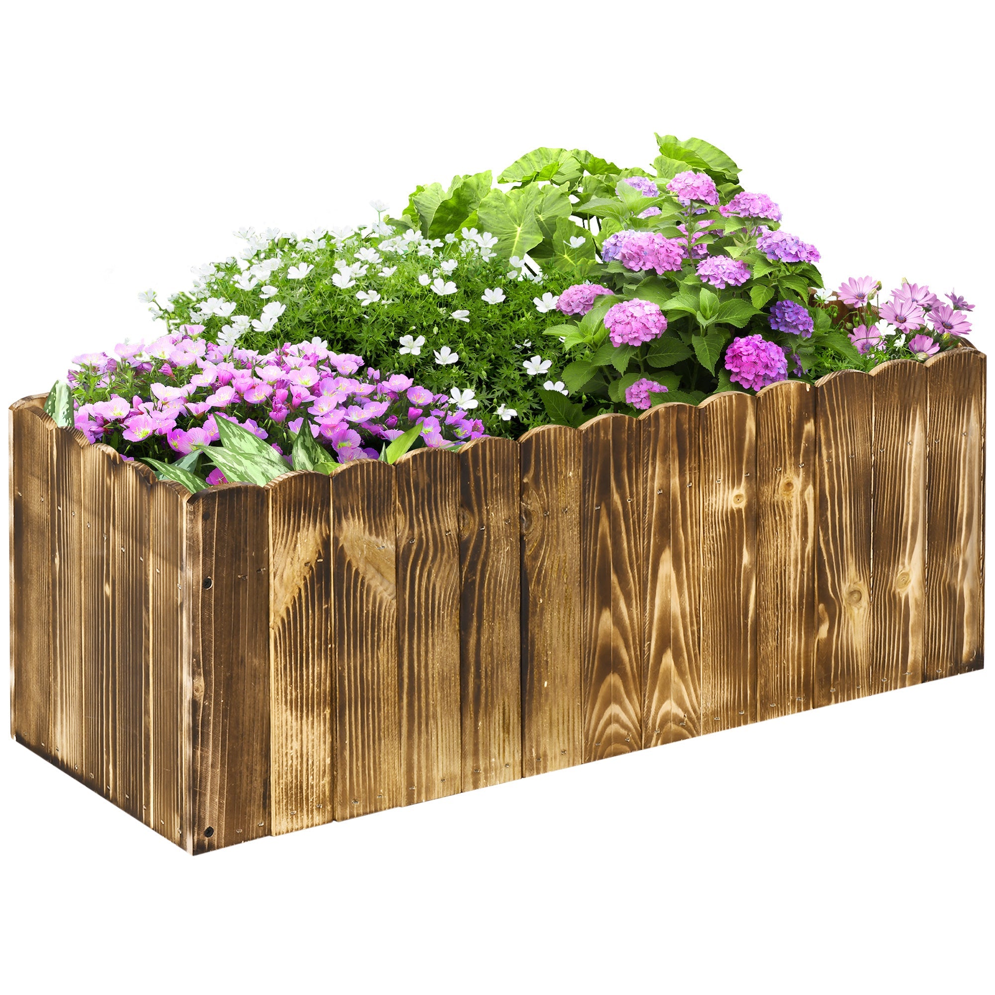 EASYCOMFORT Square Garden Planter Outdoor Flower Stand in Fir Wood for Flowers Vegetables 80x 33x 30cm