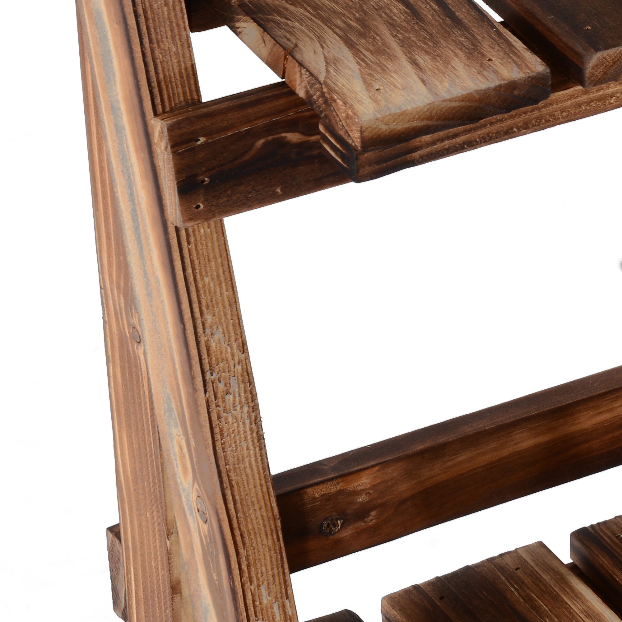 EASYCOMFORT Folding Plant Stand in Fir Wood with 3 Levels Outdoor Shelf for Plants Flower Racks 40x37x93cm