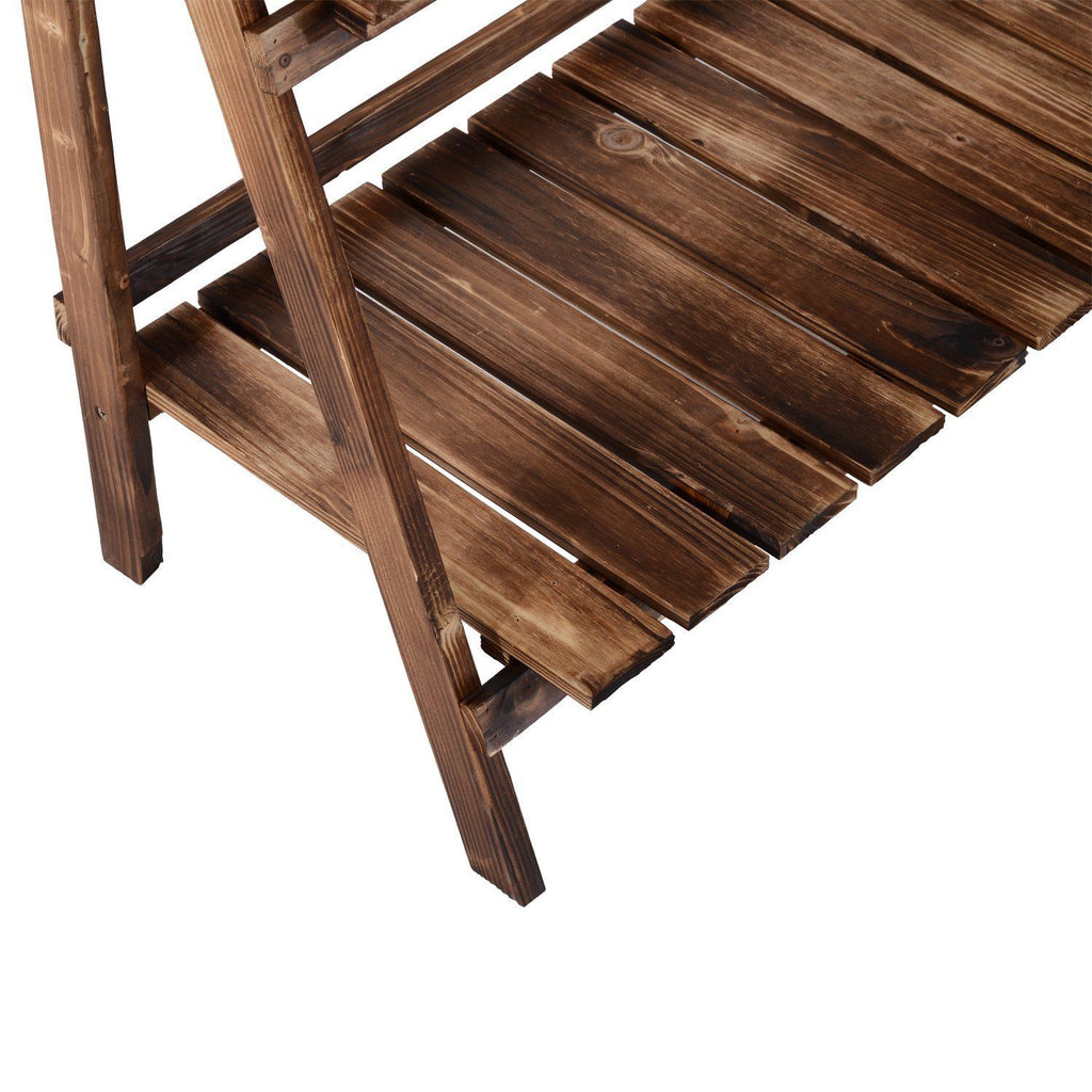 EASYCOMFORT Folding Plant Stand in Fir Wood with 3 Levels Outdoor Shelf for Plants Flower Racks 100x37x93cm