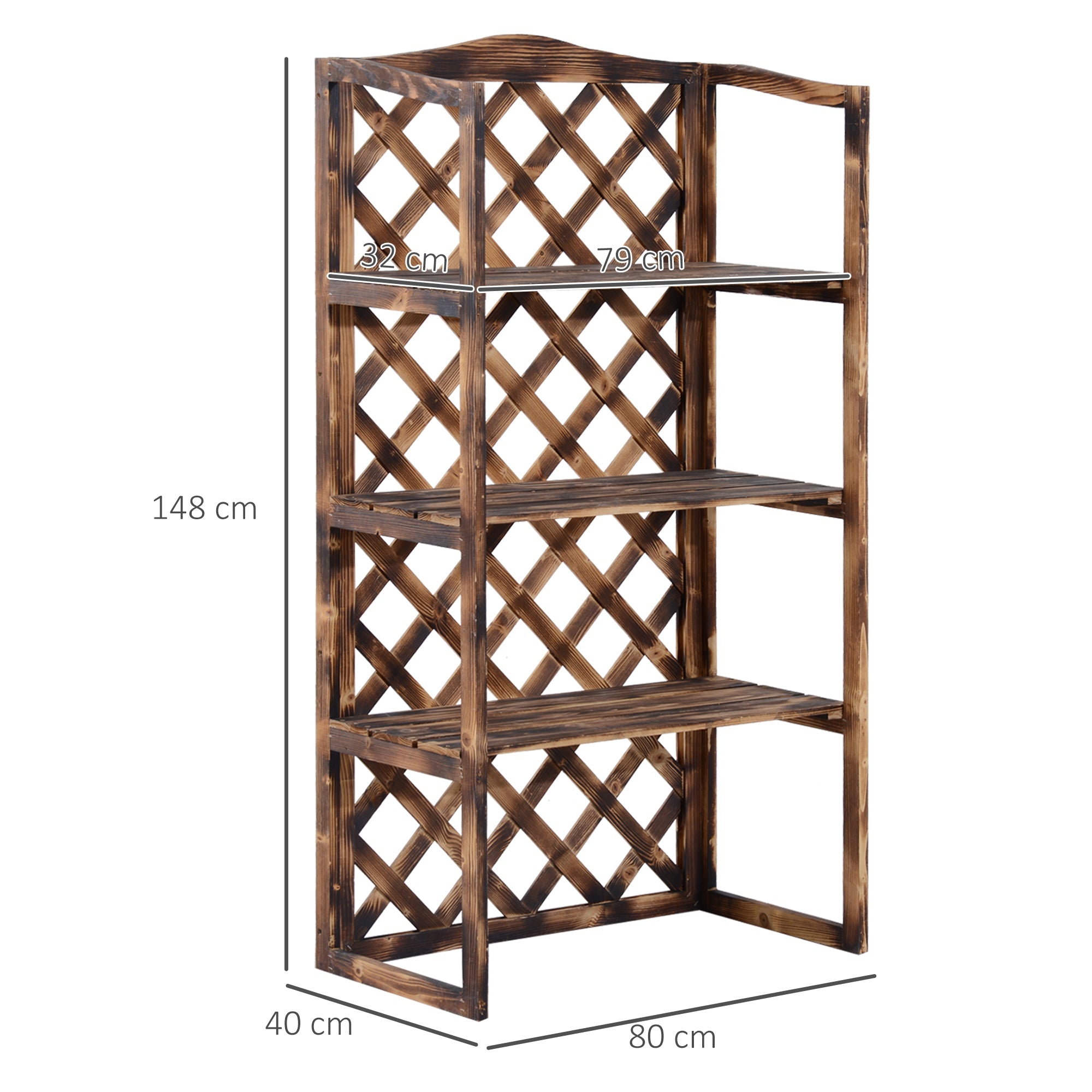 EASYCOMFORT Planter Shelving for Plants with 3 Shelves in Fir Wood, 80x40x150cm