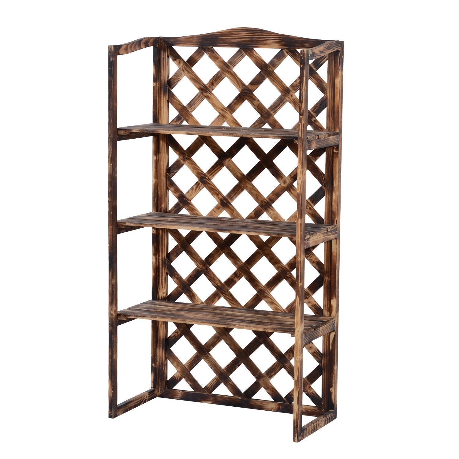 EASYCOMFORT Planter Shelving for Plants with 3 Shelves in Fir Wood, 80x40x150cm