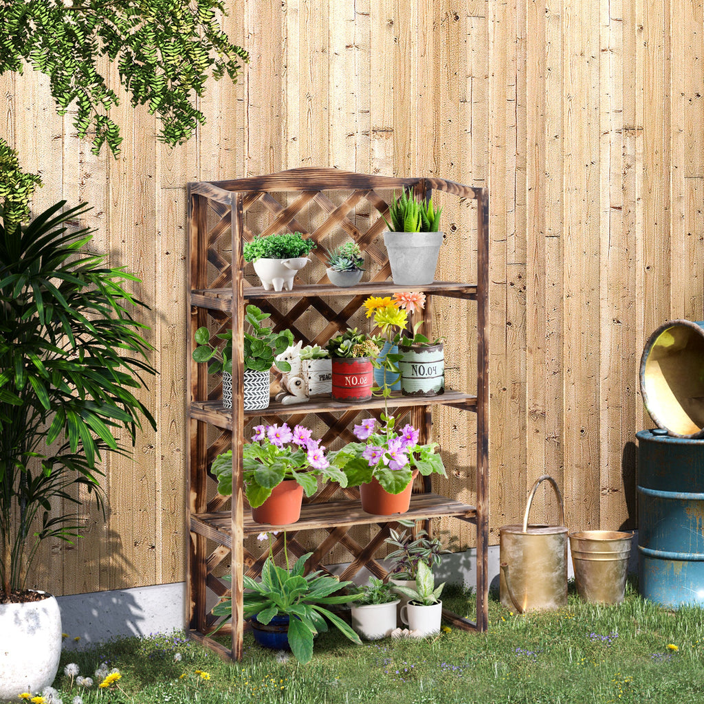 EASYCOMFORT Planter Shelving for Plants with 3 Shelves in Fir Wood, 80x40x150cm