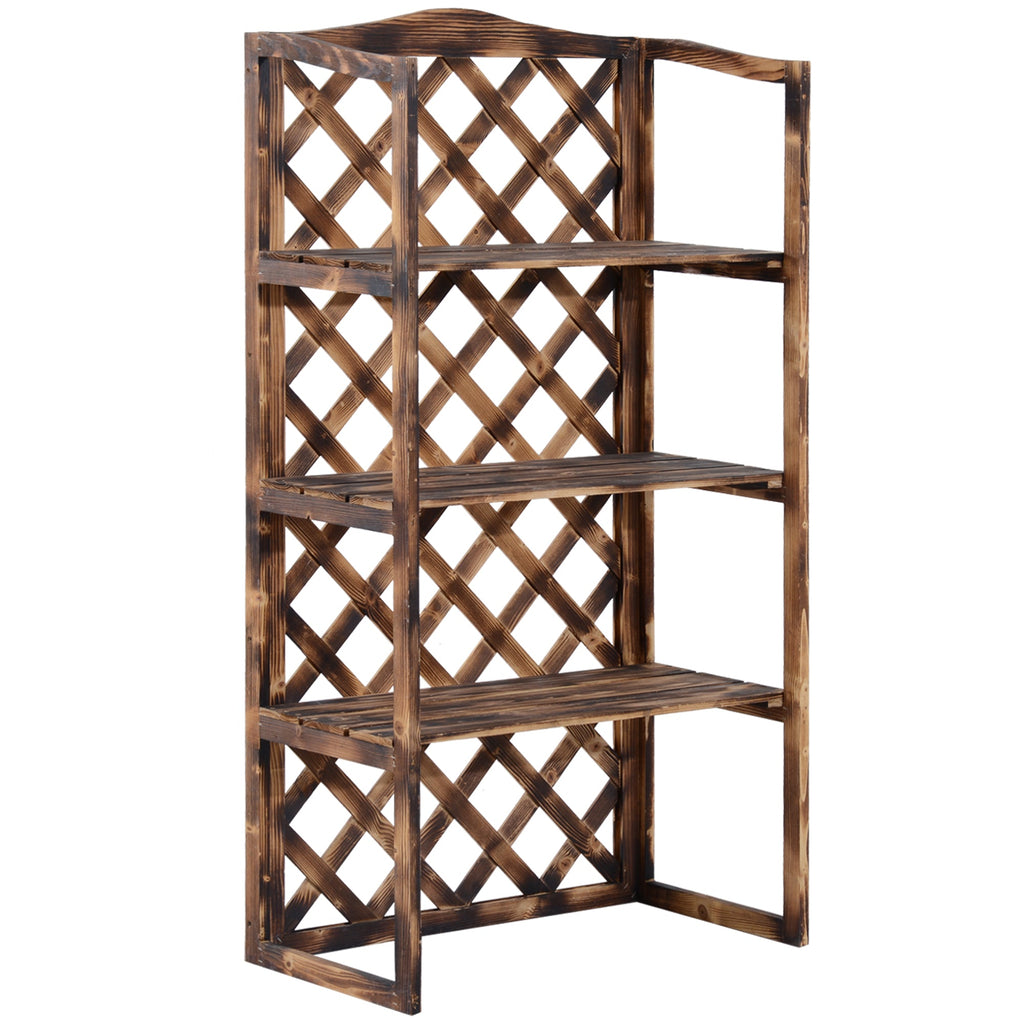 EASYCOMFORT Planter Shelving for Plants with 3 Shelves in Fir Wood, 80x40x150cm