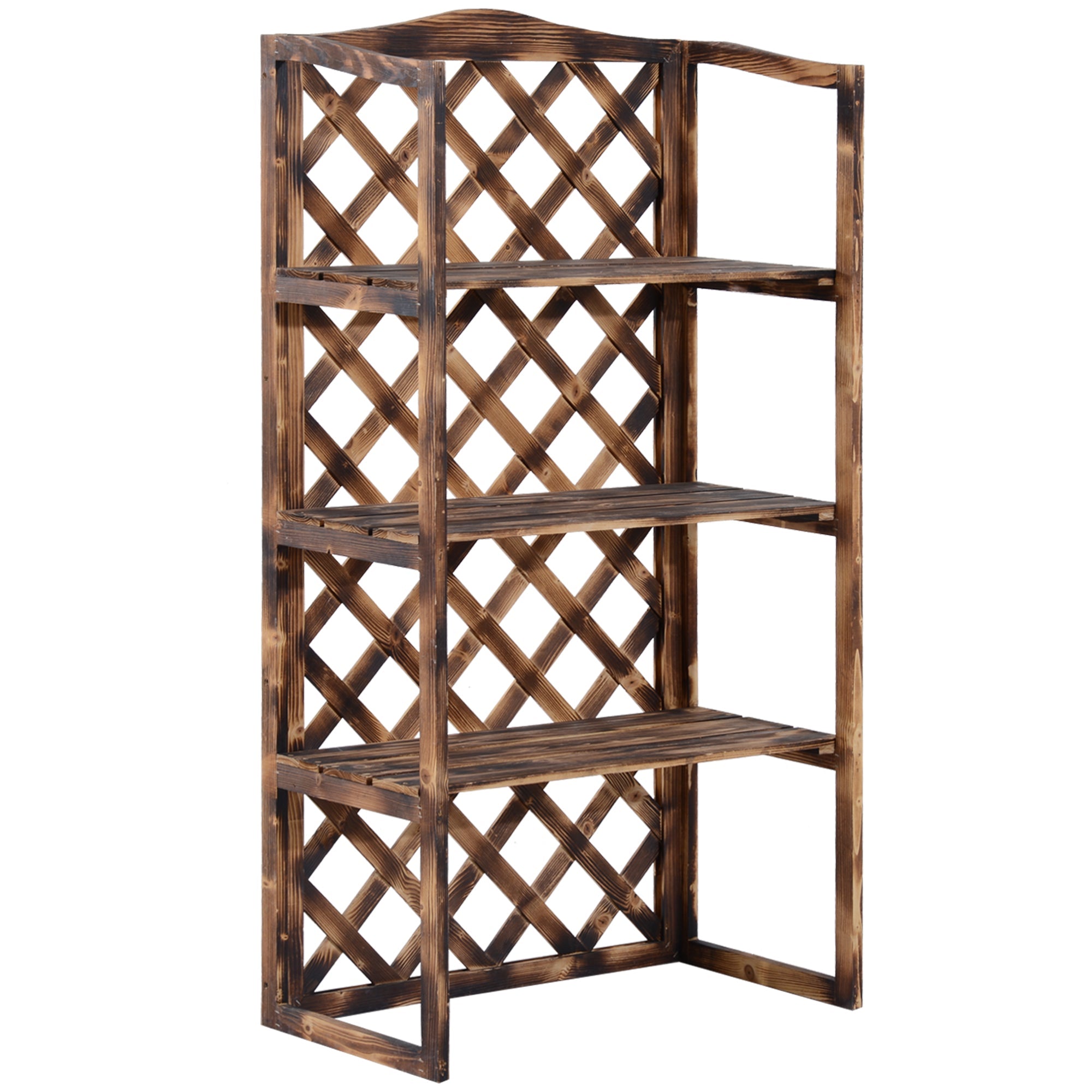 EASYCOMFORT Planter Shelving for Plants with 3 Shelves in Fir Wood, 80x40x150cm