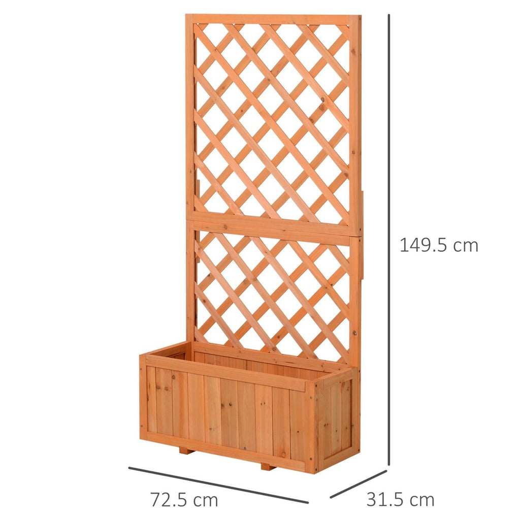 EASYCOMFORT Outdoor Wooden Planter with Grid Espalier for Climbing