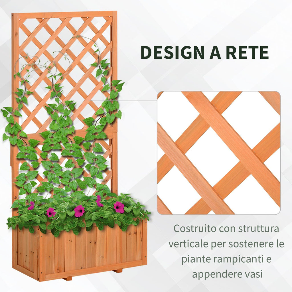 EASYCOMFORT Outdoor Wooden Planter with Grid Espalier for Climbing
