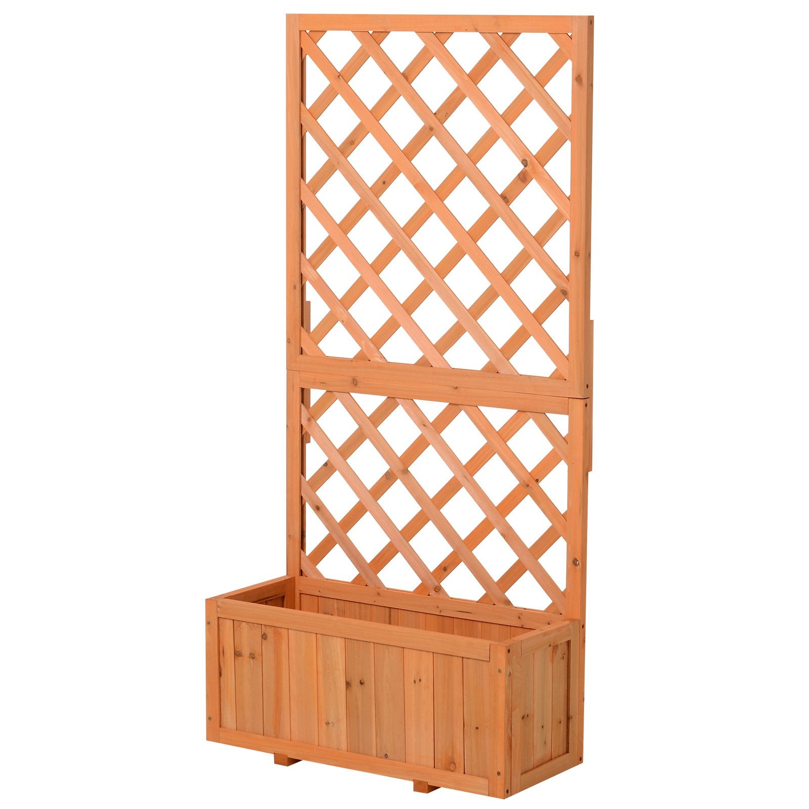 EASYCOMFORT Outdoor Wooden Planter with Grid Espalier for Climbing