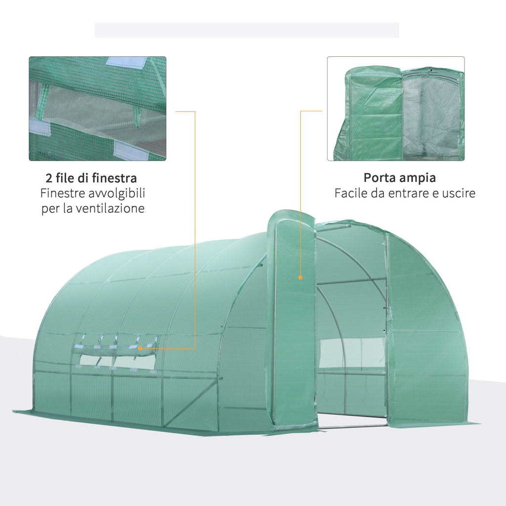Easycomfort Serra da Giardino a Tunnel per Coltivazaione Piante in PE 600×300×200cm
