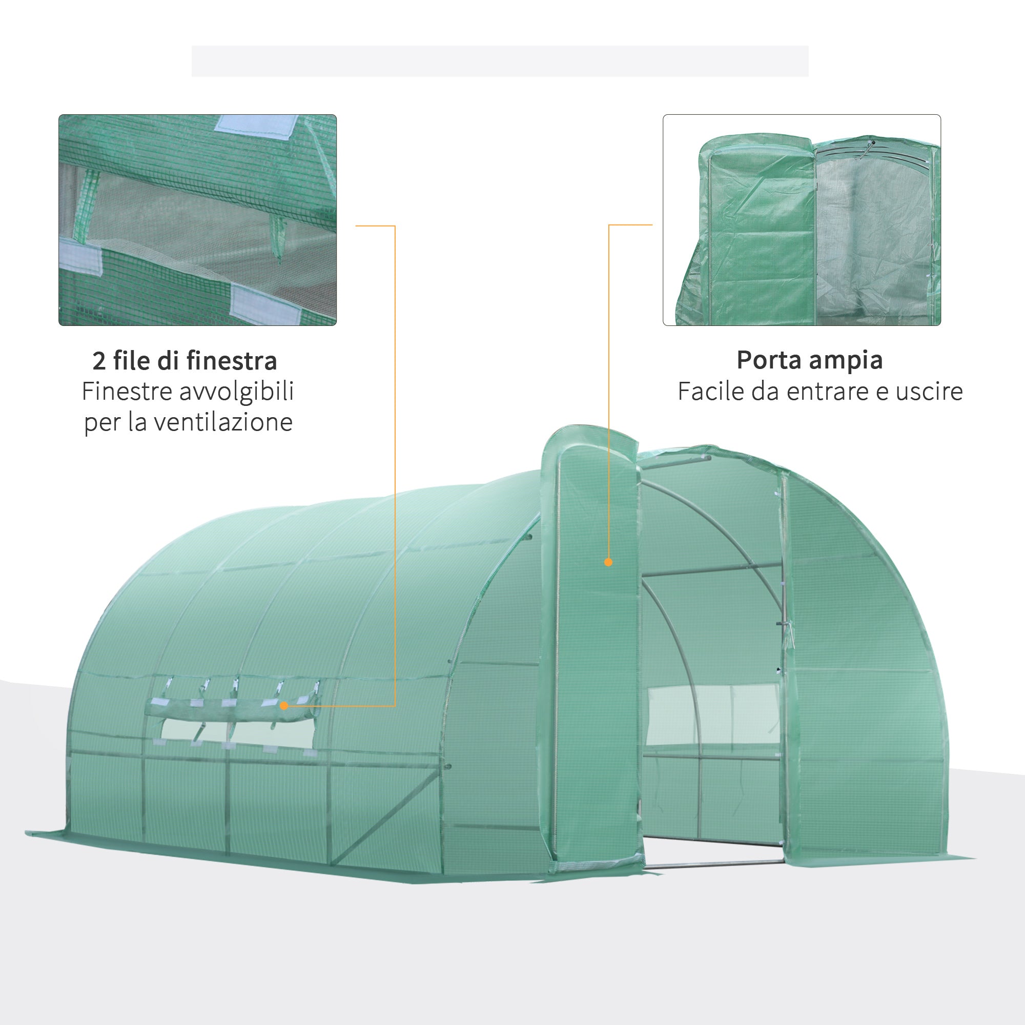 Easycomfort Serra da Giardino a Tunnel per Coltivazaione Piante in PE 600×300×200cm