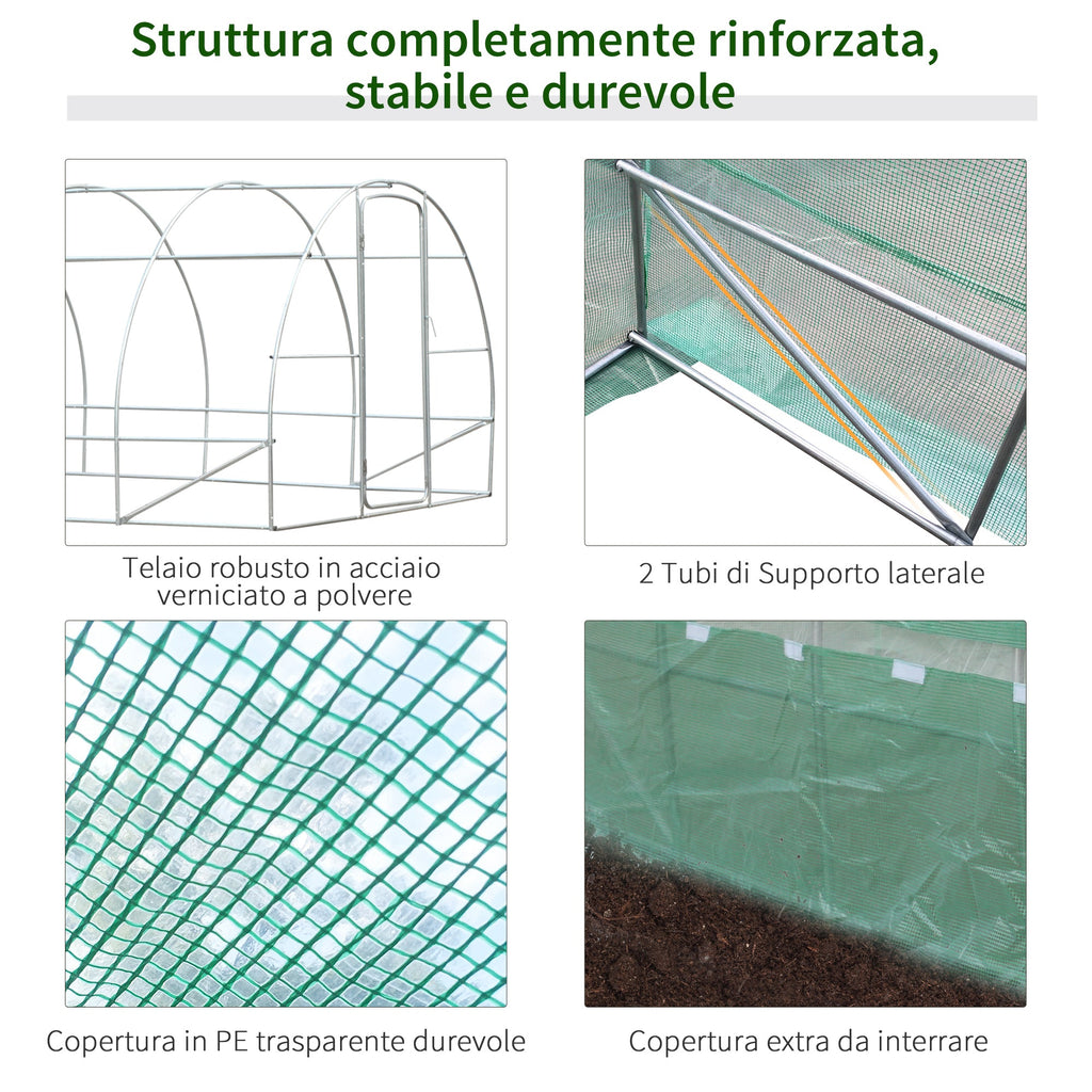 Easycomfort Serra da Giardino a Tunnel per Coltivazaione Piante in PE 600×300×200cm