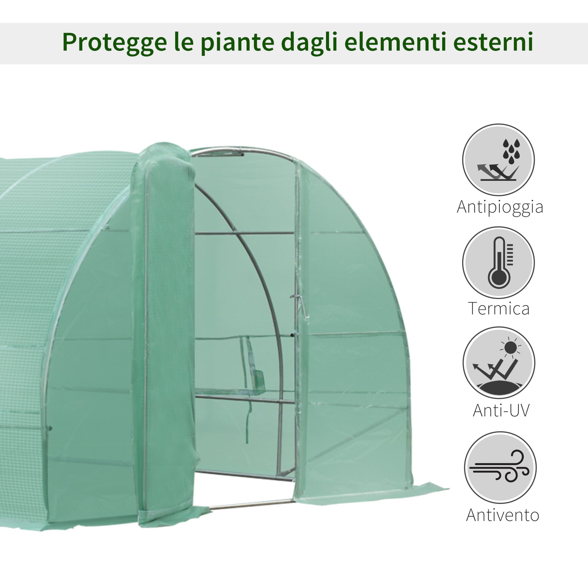 Easycomfort Serra da Giardino a Tunnel per Coltivazaione Piante in PE 600×300×200cm