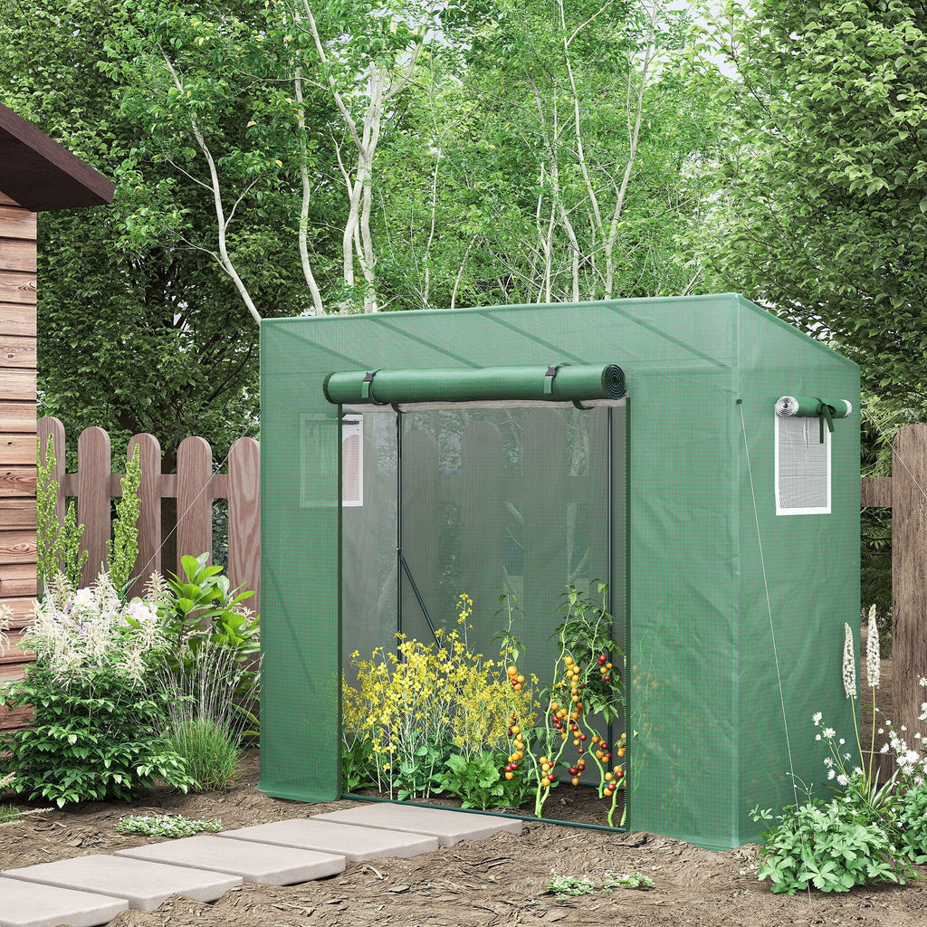 EasyComfort Serre in PE en staal — 4 haringen, 2 ramen, verstevigde afdekking, 200x77x148-169 cm