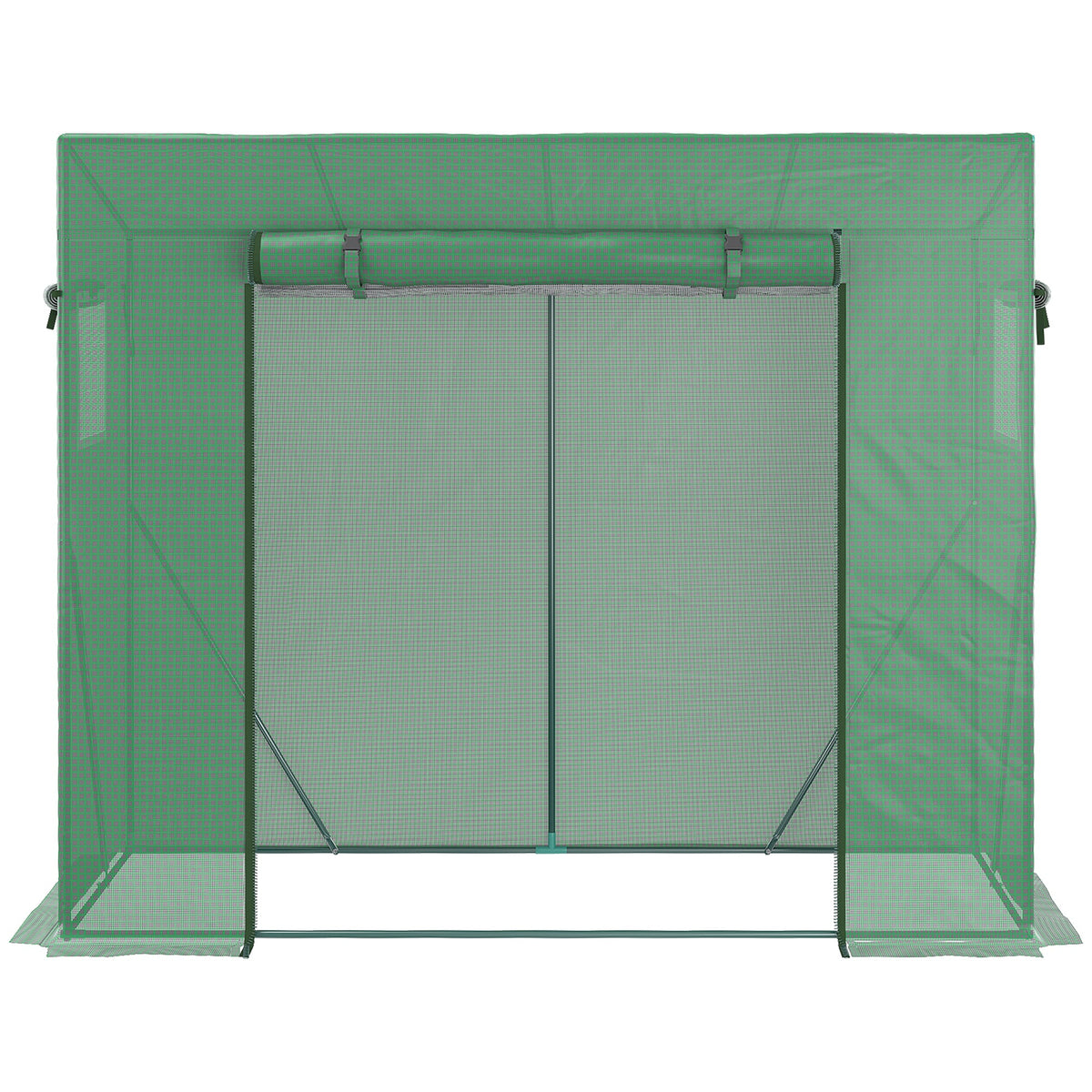 EasyComfort Serre in PE en staal — 4 haringen, 2 ramen, verstevigde afdekking, 200x77x148-169 cm