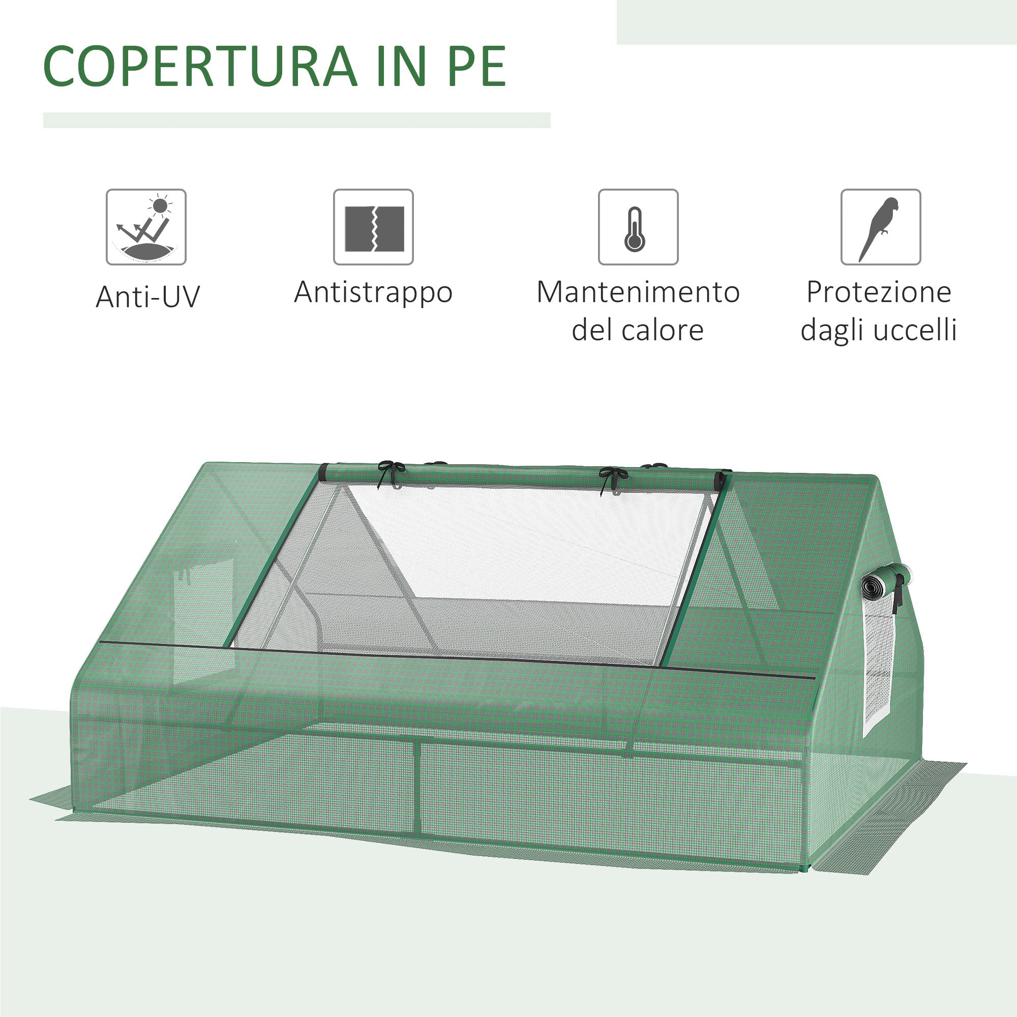 EASYCOMFORT Steel Garden Greenhouse with PE Coating, Roller Doors and Windows, 180x140x80cm, Green