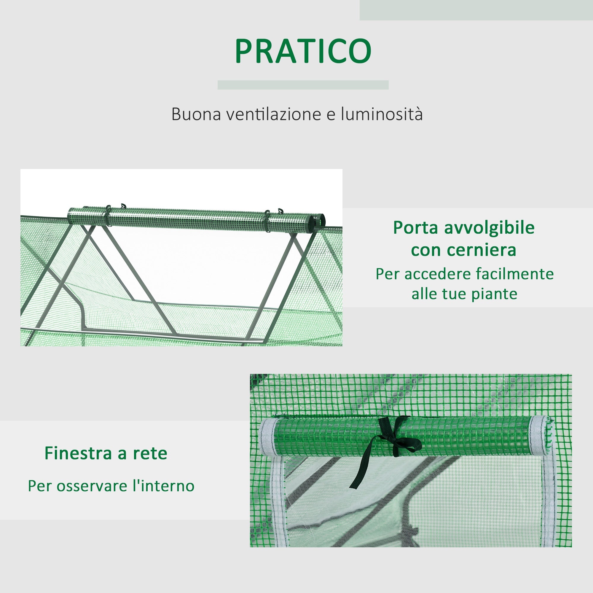 EASYCOMFORT Steel Garden Greenhouse with PE Coating, Roller Doors and Windows, 180x140x80cm, Green