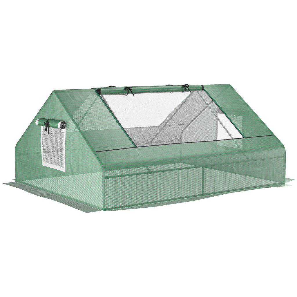 EASYCOMFORT Steel Garden Greenhouse with PE Coating, Roller Doors and Windows, 180x140x80cm, Green
