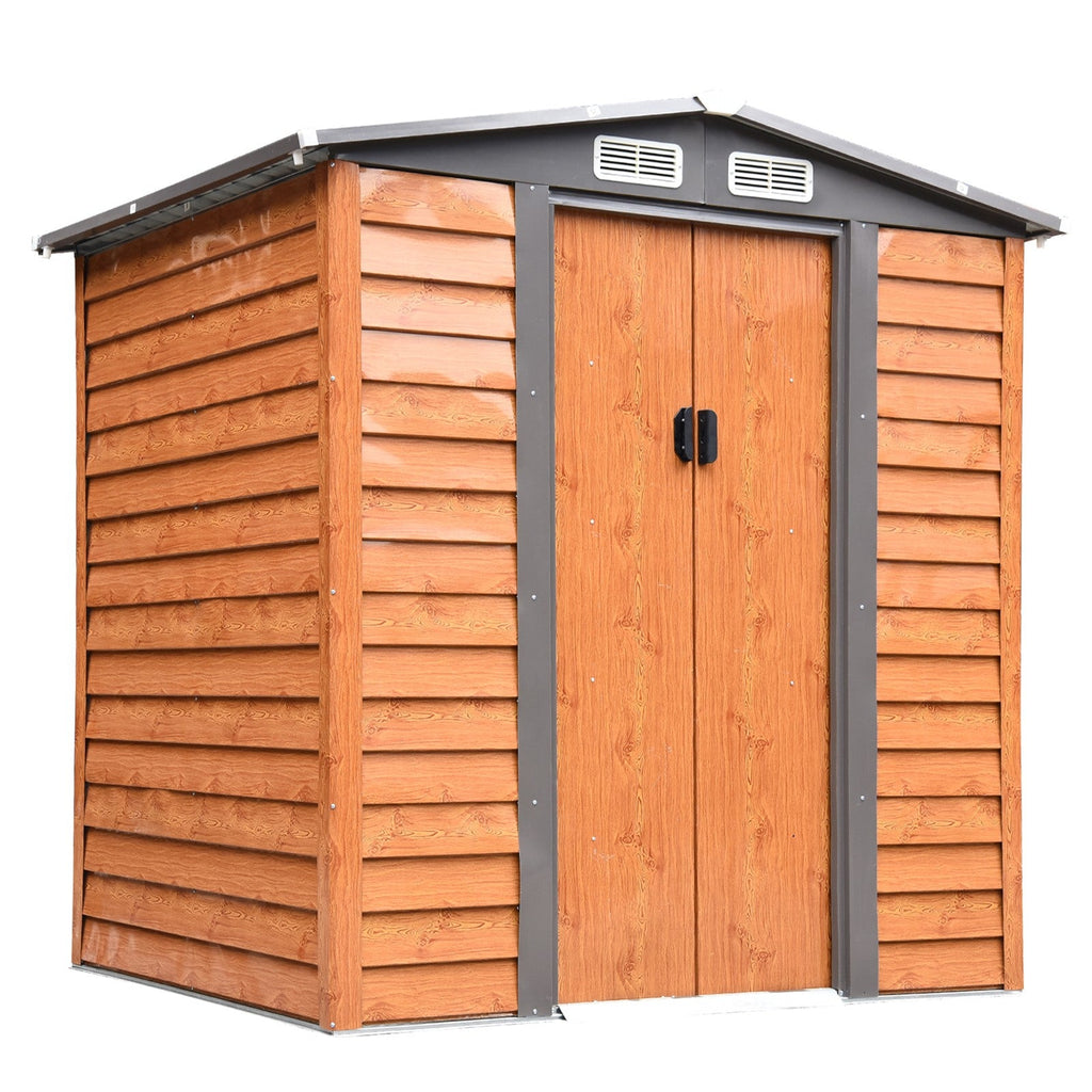 EASYCOMFORT Garden Shed in steel and PP with air vents, 197.5x160x178-201cm, Brown