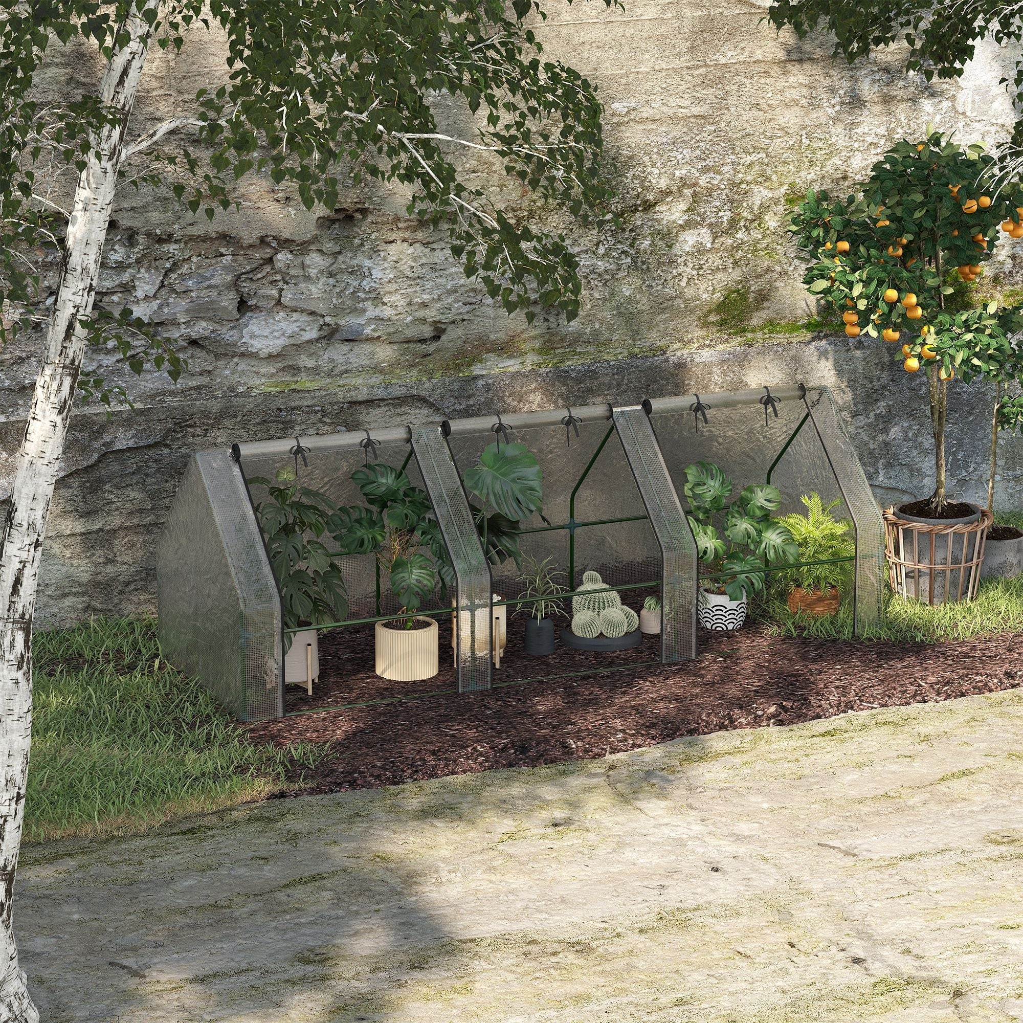 Easycomfort Serra da Giardino a Tunnel in PE with Bordi Allungati e Porte a Cerniera, 270x90x90 cm, white