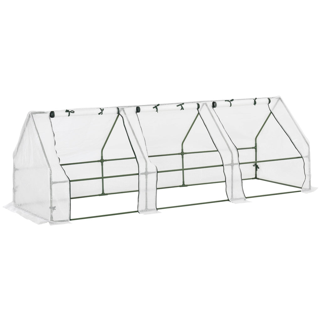 Easycomfort Serra da Giardino a Tunnel in PE with Bordi Allungati e Porte a Cerniera, 270x90x90 cm, white