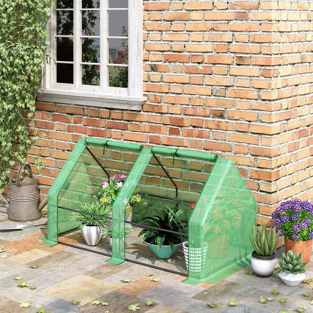 EASYCOMFORT Garden Greenhouse with Reinforced PE Cover and Steel Frame, 180x90x90cm, Green