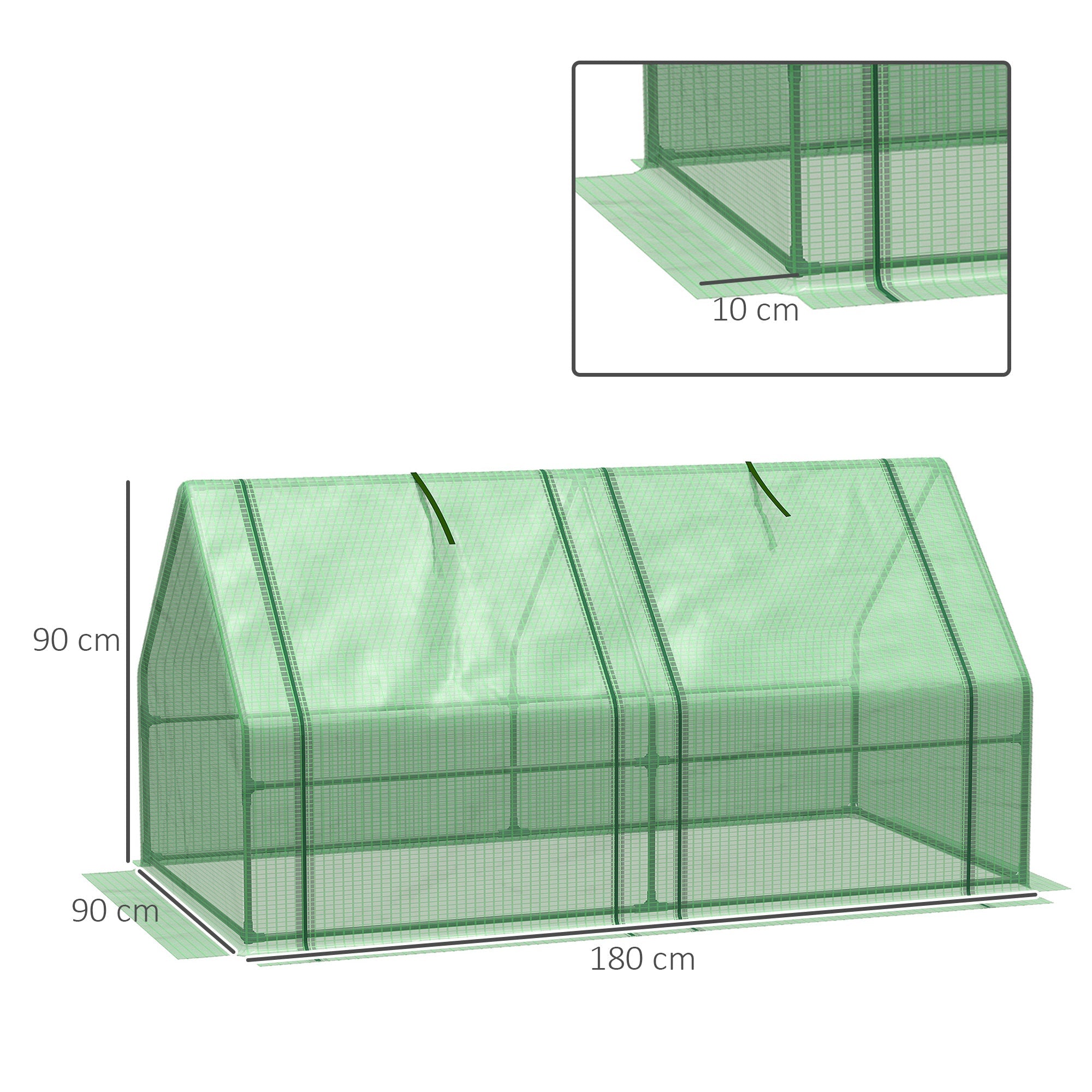 EASYCOMFORT Garden Greenhouse with Reinforced PE Cover and Steel Frame, 180x90x90cm, Green