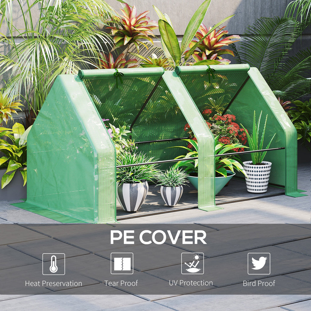 EASYCOMFORT Garden Greenhouse with Reinforced PE Cover and Steel Frame, 180x90x90cm, Green