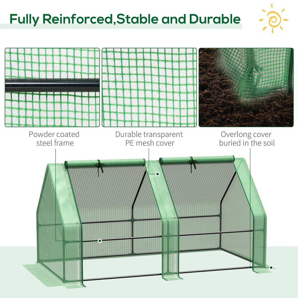 EASYCOMFORT Garden Greenhouse with Reinforced PE Cover and Steel Frame, 180x90x90cm, Green