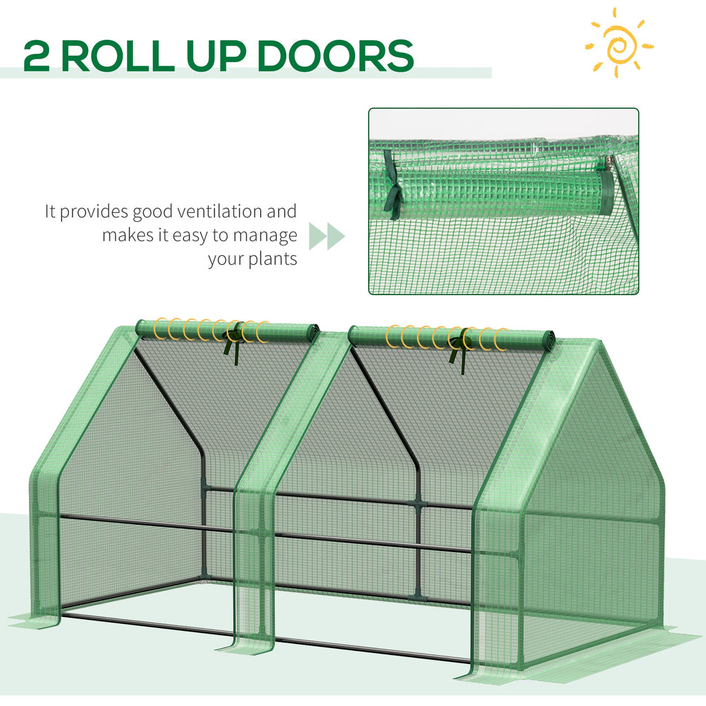 EASYCOMFORT Garden Greenhouse with Reinforced PE Cover and Steel Frame, 180x90x90cm, Green