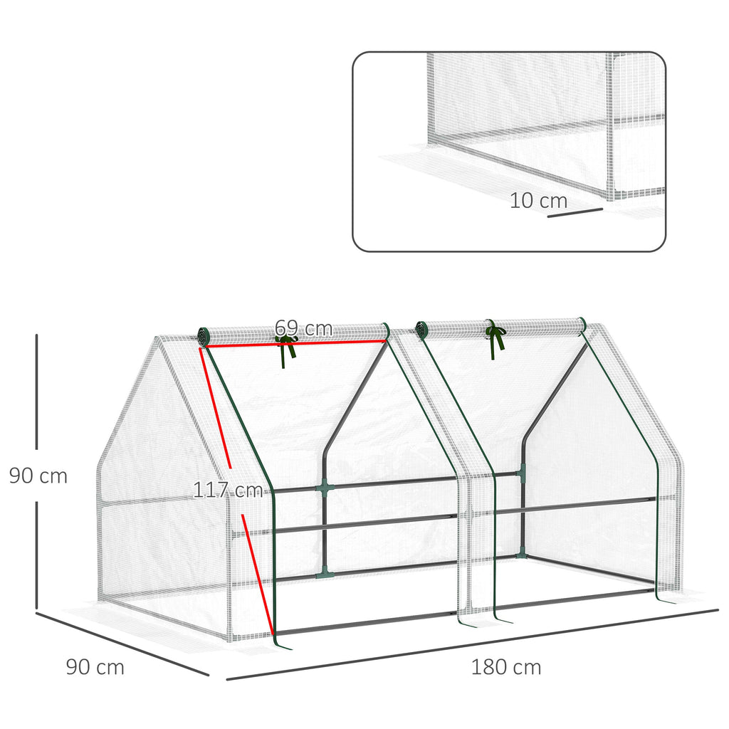 EASYCOMFORT Garden Greenhouse with Reinforced PE Cover and Steel Frame, 180x90x90cm, White