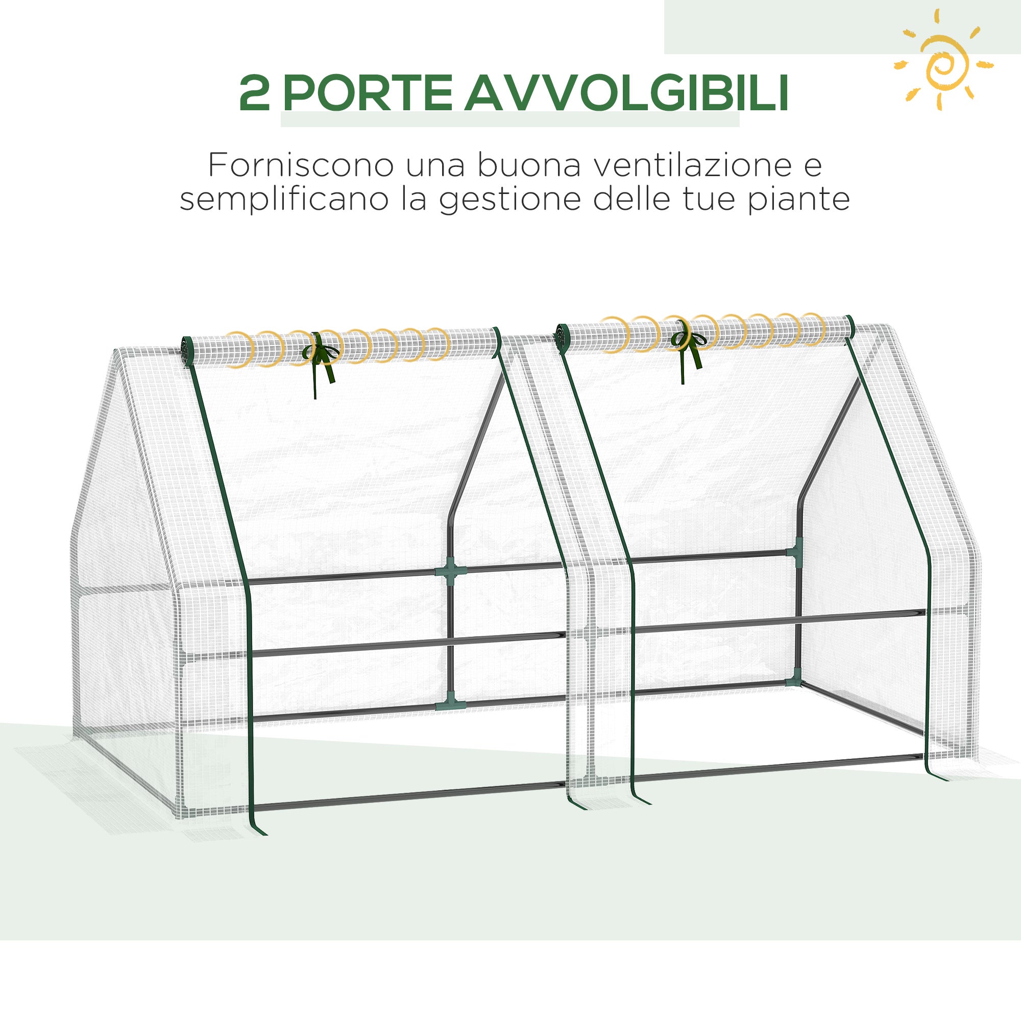 EASYCOMFORT Garden Greenhouse with Reinforced PE Cover and Steel Frame, 180x90x90cm, White