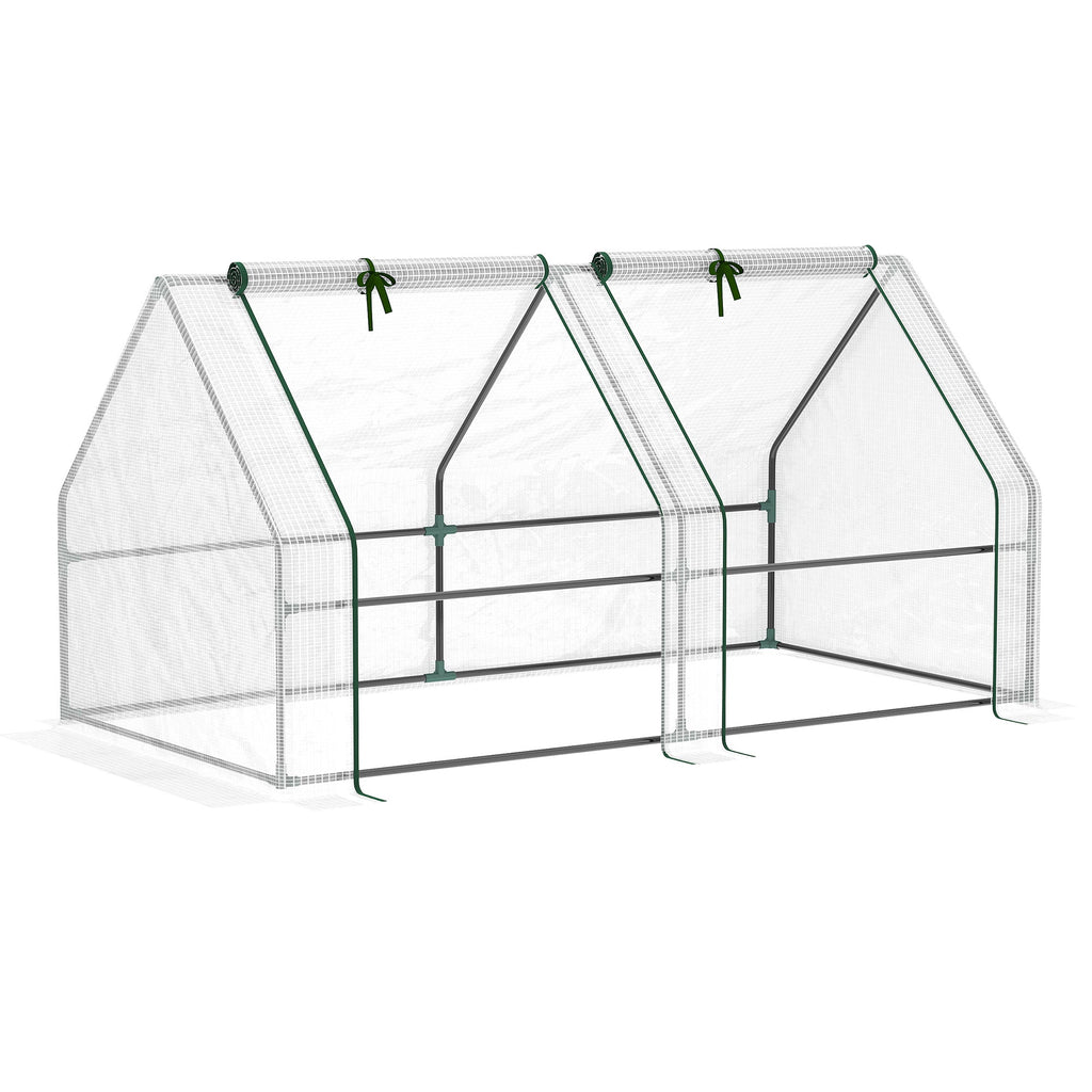 EASYCOMFORT Garden Greenhouse with Reinforced PE Cover and Steel Frame, 180x90x90cm, White