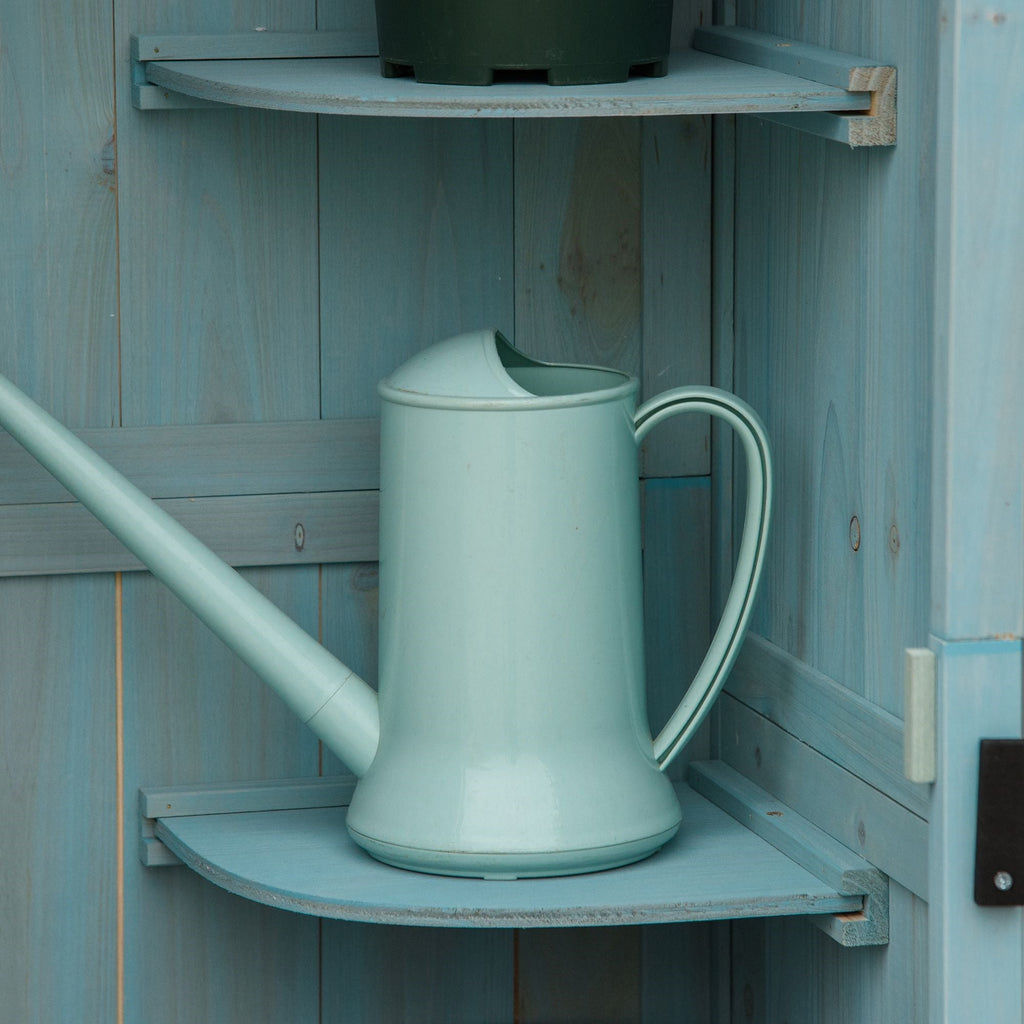 EASYCOMFORT Garden Shed Wooden Tool Holder with 3 Shelves, 77x54.2x179cm, Blue