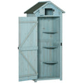 EASYCOMFORT Garden Shed Wooden Tool Holder with 3 Shelves, 77x54.2x179cm, Blue