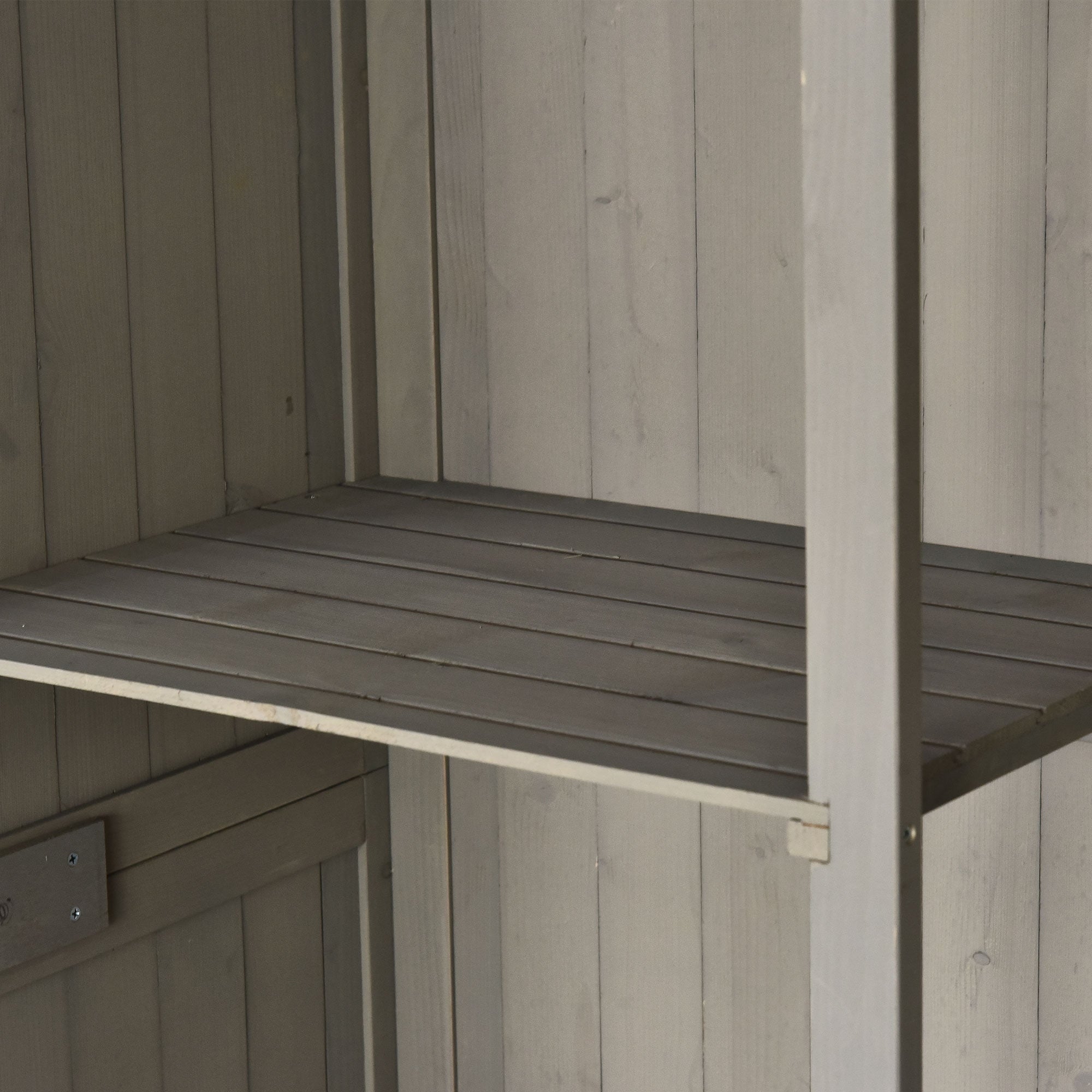 EASYCOMFORT Wooden Garden Shed with Double Door, Shelves and Windows, 127.5x50x164cm