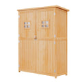 EASYCOMFORT Wooden Garden Shed with Double Door, Shelves and Windows, 127.5x50x164cm