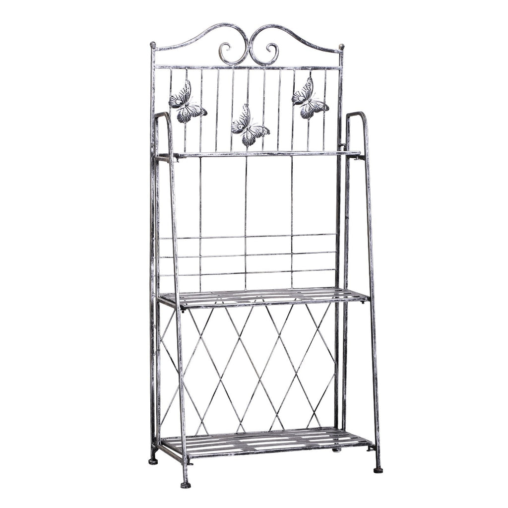EASYCOMFORT 3-Tier Shelf Planter for Garden Indoor Balcony, Silver Grey, 44 x 25 x96 cm