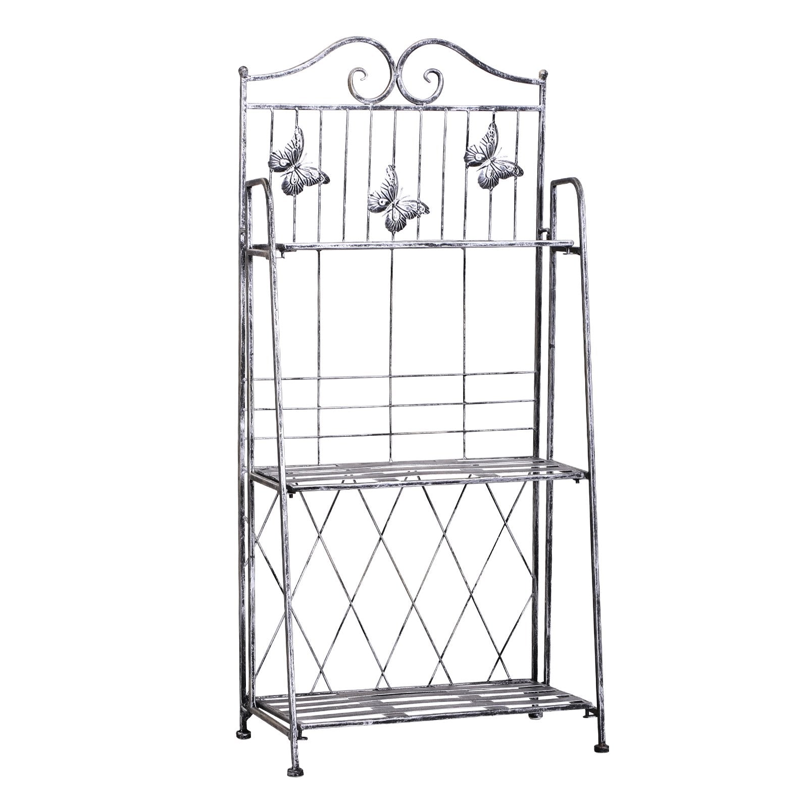 EASYCOMFORT 3-Tier Shelf Planter for Garden Indoor Balcony, Silver Grey, 44 x 25 x96 cm