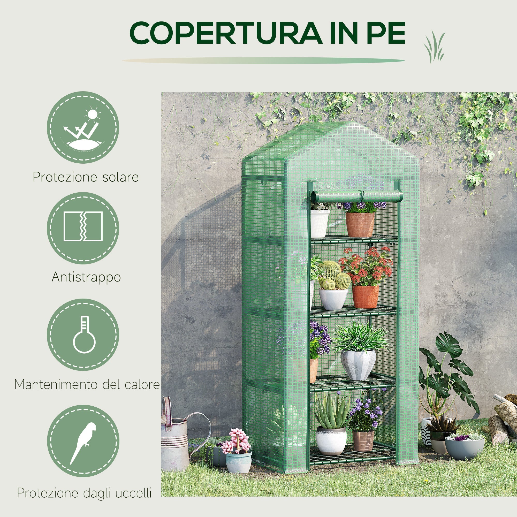 EasyComfort Verticale kweekkas 4-planken 70x50x160 cm