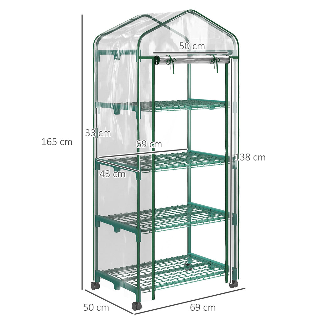 EASYCOMFORT Vertical Greenhouse for Plants with 4-Tier Shelf in Steel and White PVC, 69x50x165cm