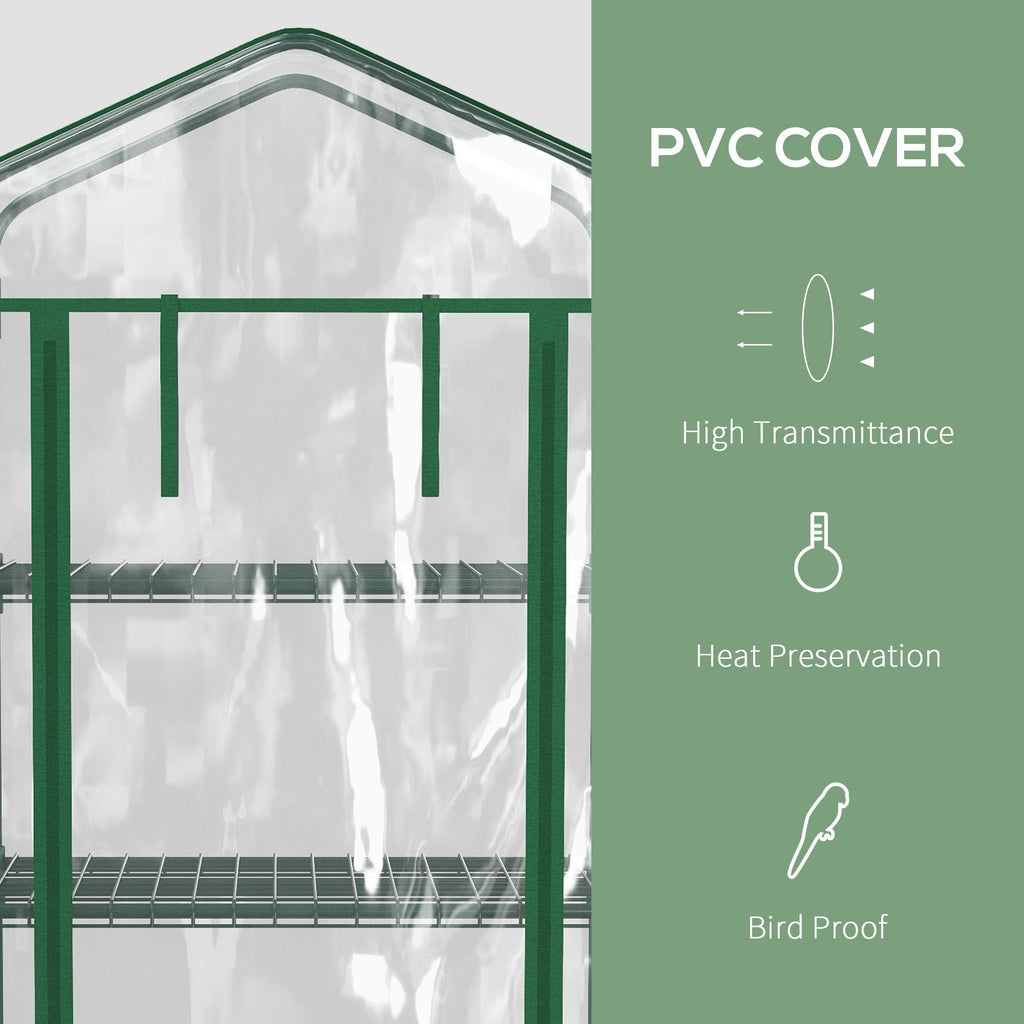 EASYCOMFORT Vertical Greenhouse for Plants with 4-Tier Shelf in Steel and White PVC, 69x50x165cm