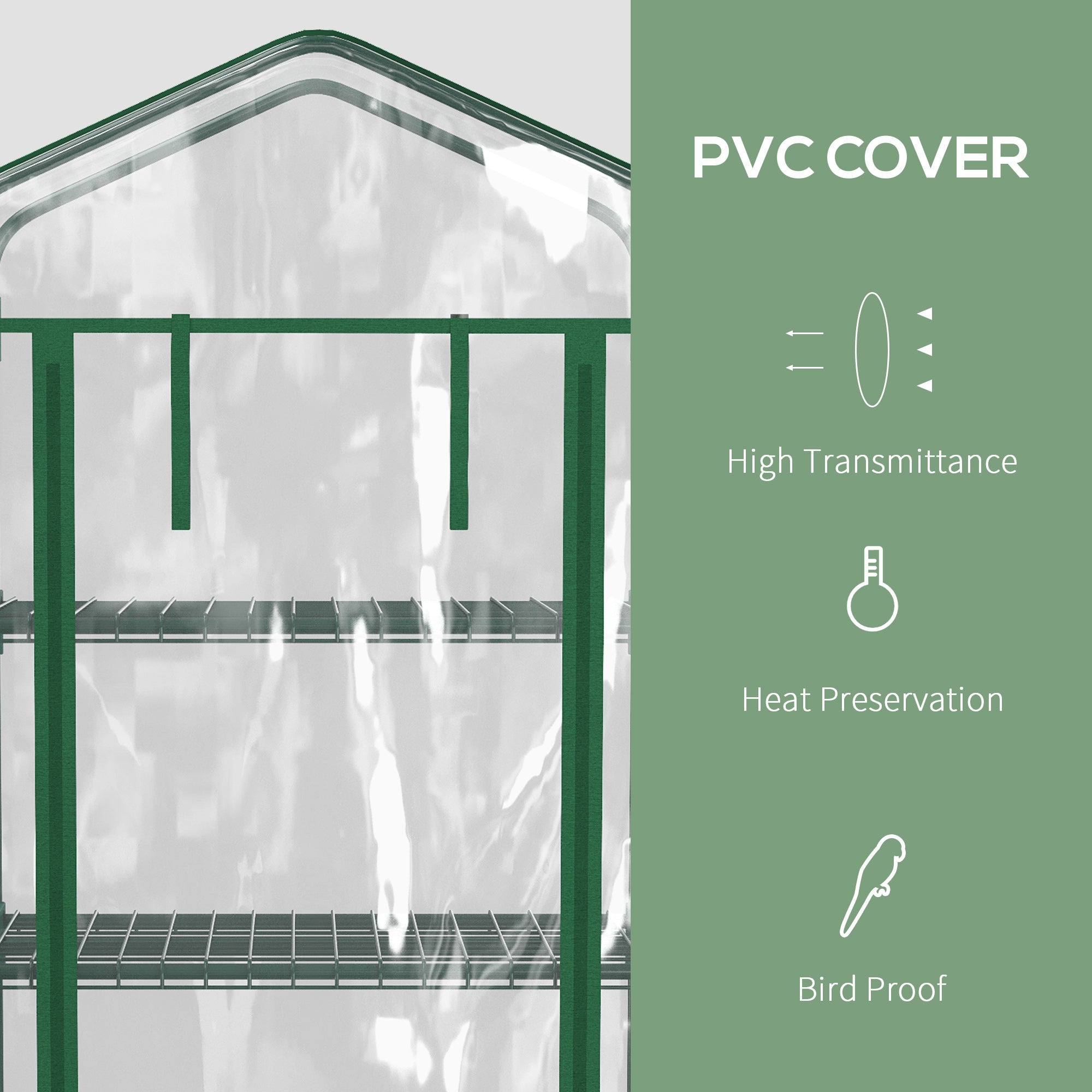 EASYCOMFORT Vertical Greenhouse for Plants with 4-Tier Shelf in Steel and White PVC, 69x50x165cm
