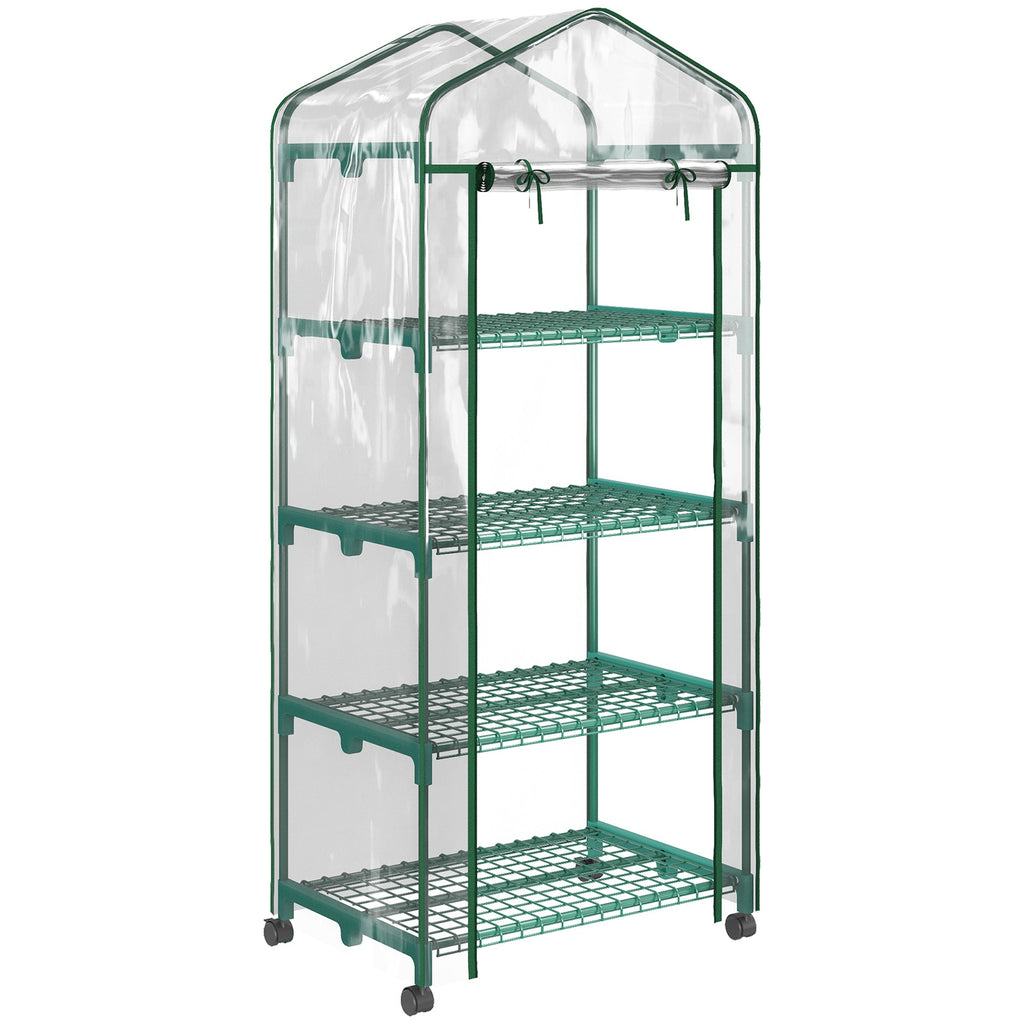 EASYCOMFORT Vertical Greenhouse for Plants with 4-Tier Shelf in Steel and White PVC, 69x50x165cm