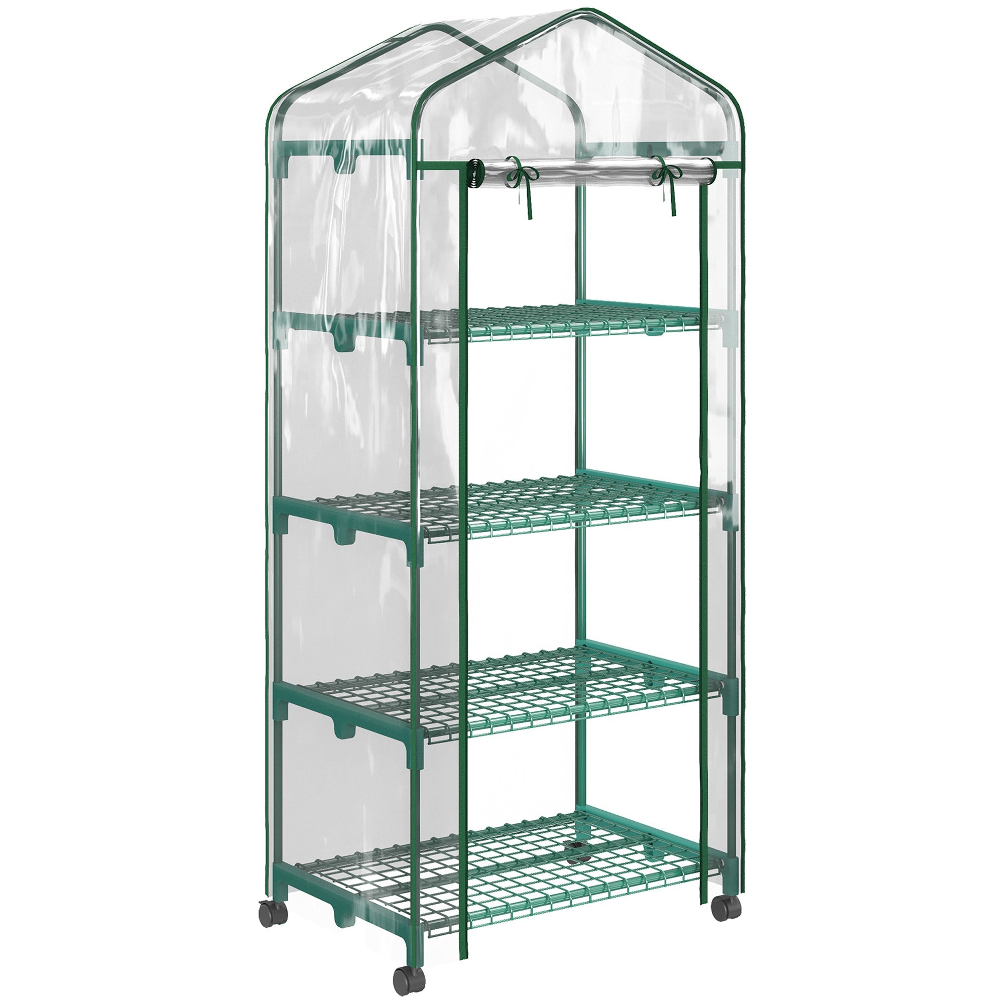 EASYCOMFORT Vertical Greenhouse for Plants with 4-Tier Shelf in Steel and White PVC, 69x50x165cm