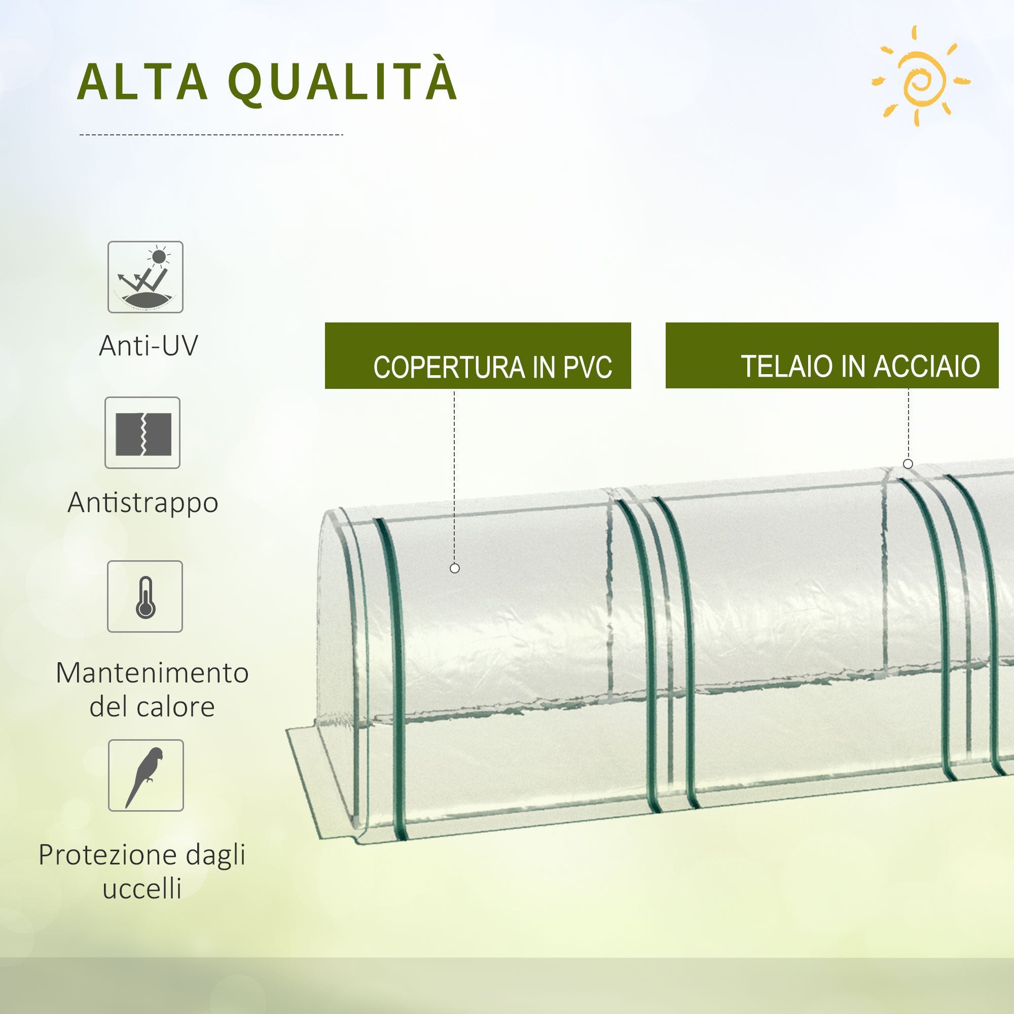 EasyComfort Tunnelkas staal en PVC, 395x100x80 cm