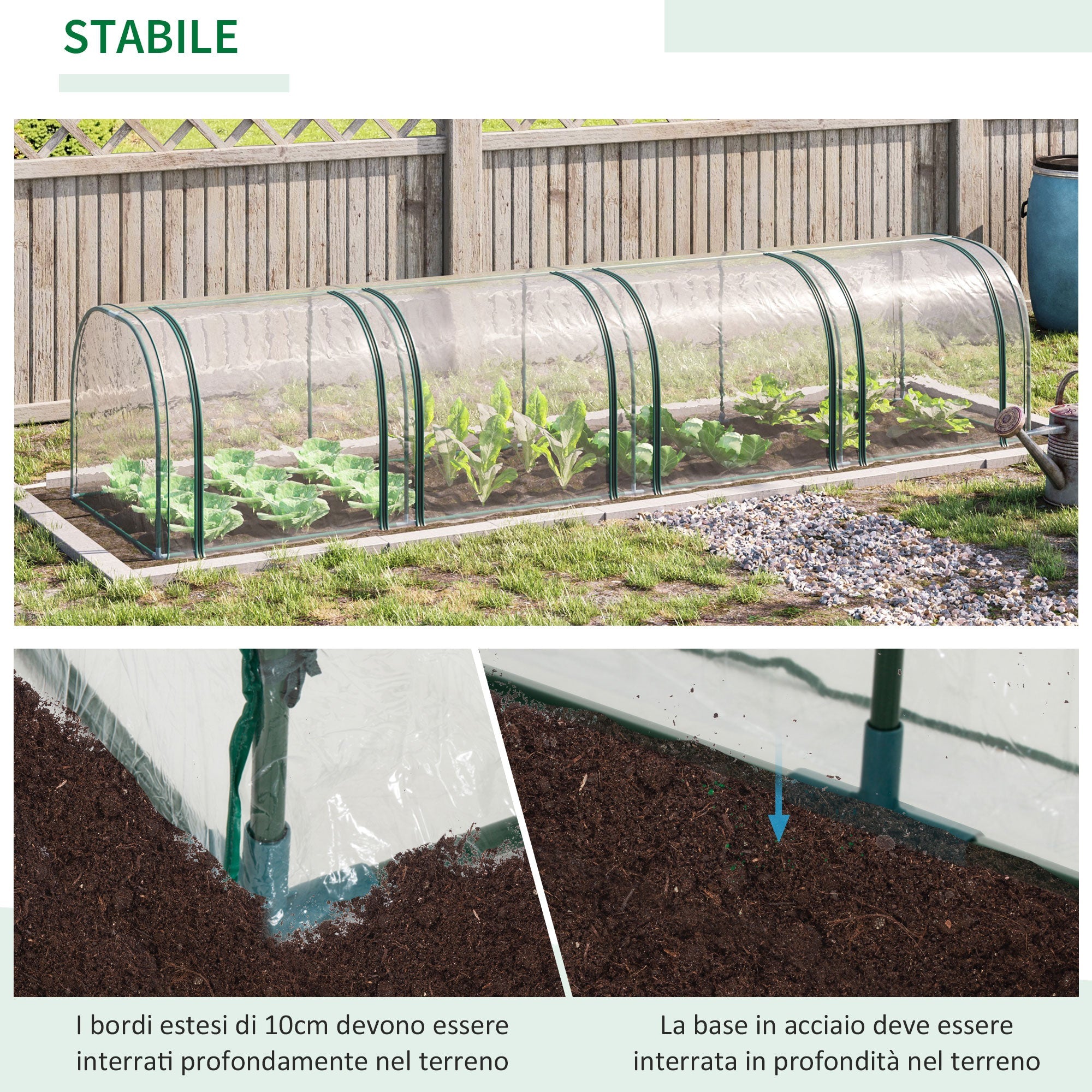 EasyComfort Tunnelkas staal en PVC, 395x100x80 cm